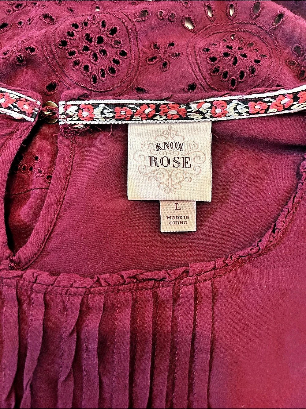 K.NOK ROSE Eyelet Ruffle Blouse - Picture 3 of 3
